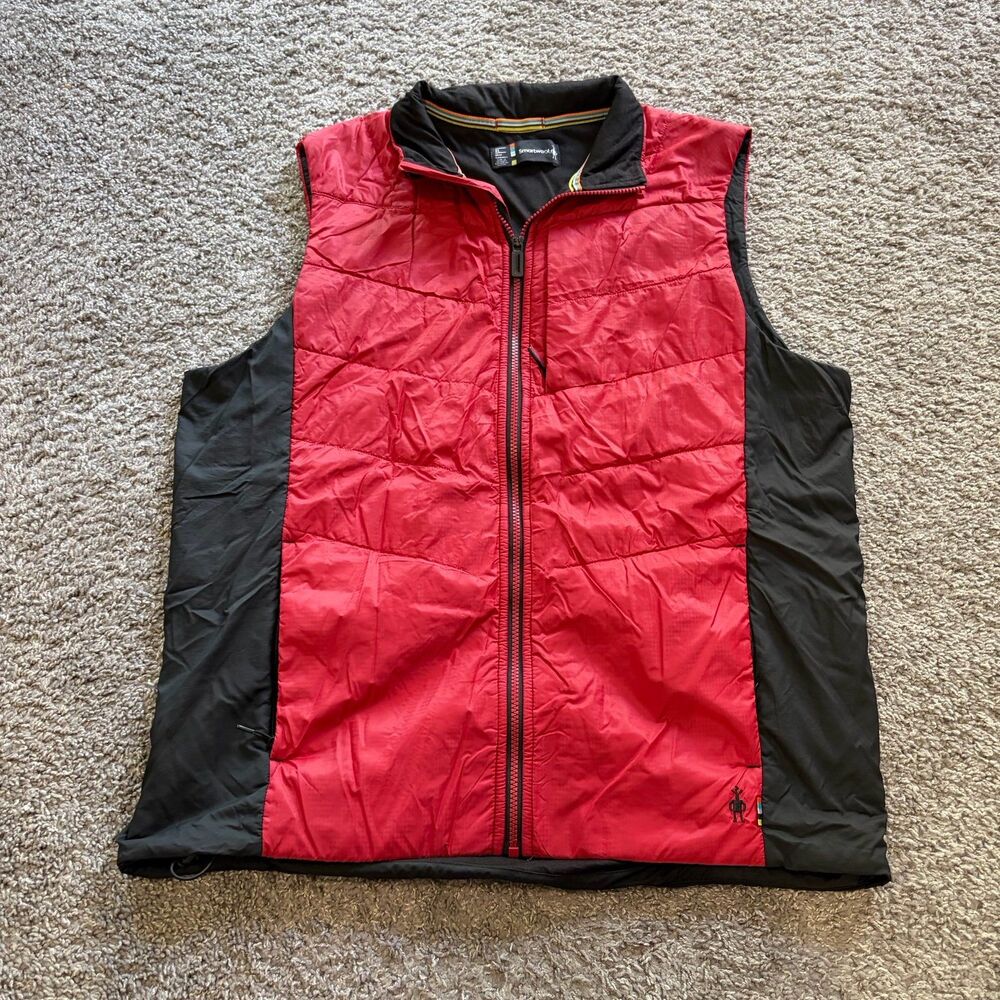 Smartwool Smartloft 60 Full Zip Quilted Merino Wool Vest Red Black Men’s Sz XL